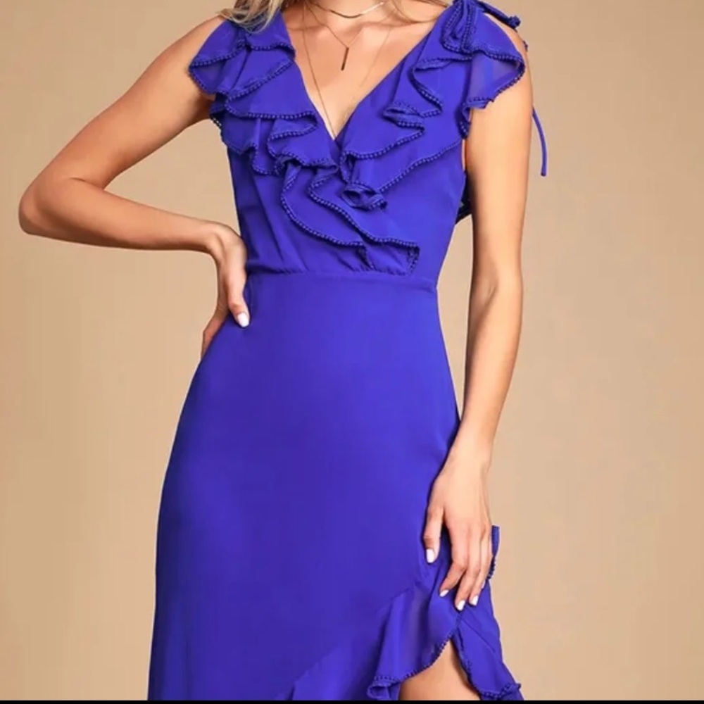 Lulu’s Blue Ruffle Maxi Gown - Picture 4 of 10